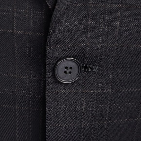 Zanella 100% Virgin Wool Sports Coat Blazer, Black w/ Brown Pattern 46L - Picture 6 of 15